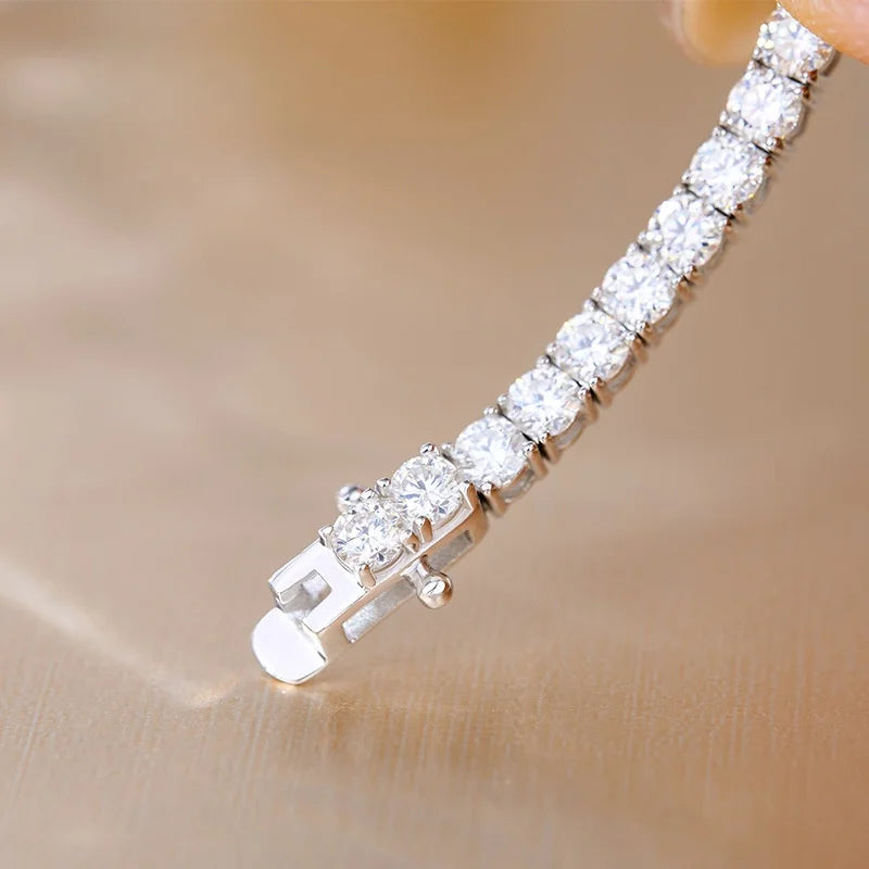 BJXMOSO Moissanite Tennis Bracelet — 925 Sterling Silver Wedding Jewelry