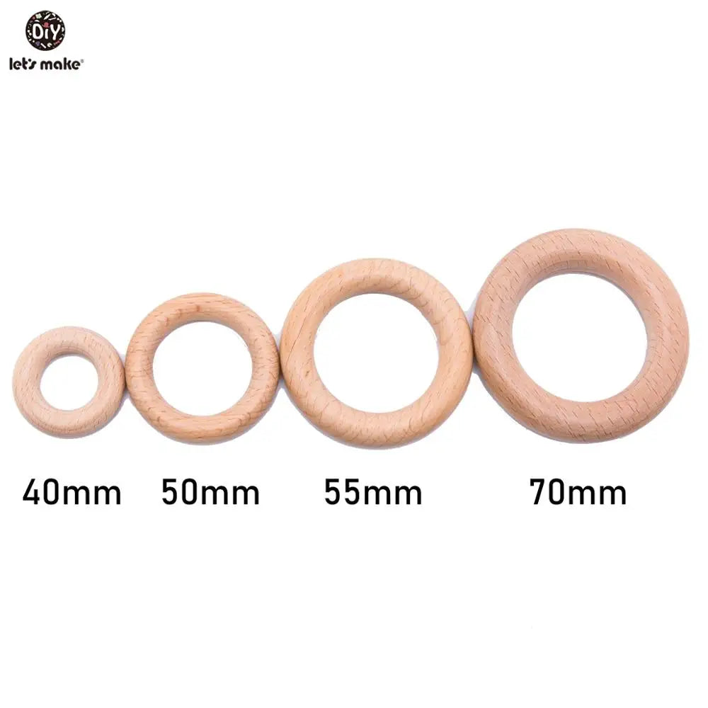 Natural Beech Wood Rings — 50pc DIY Teether & Craft Accessory Set