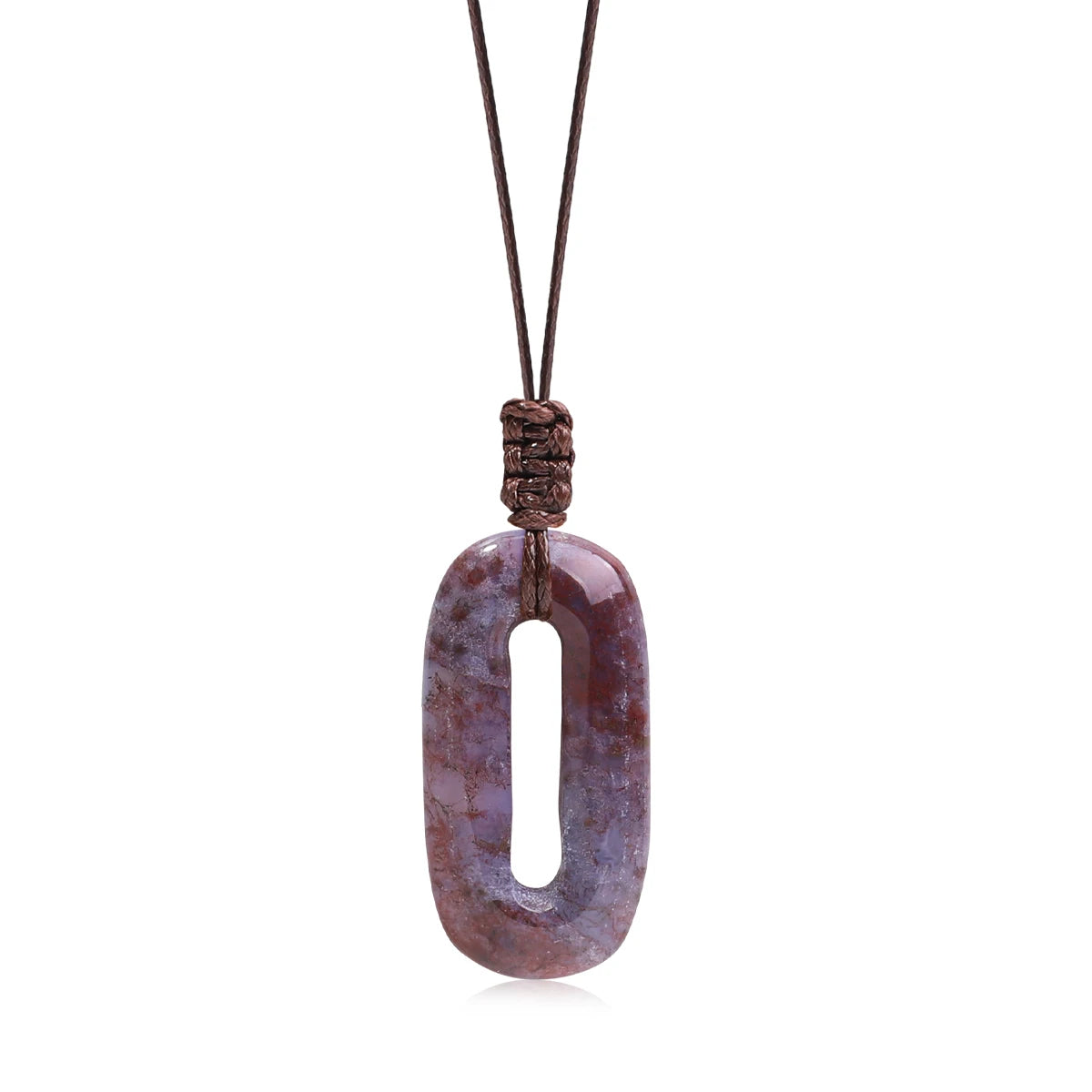 Natural Gemstone Circle Pendant — Ethnic Style Crystal Necklace