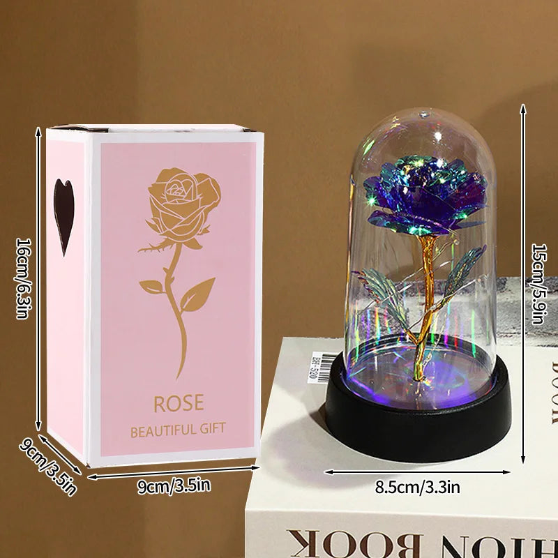 Eternal Rose in Glass Dome — LED Light Decorative Flower Gift