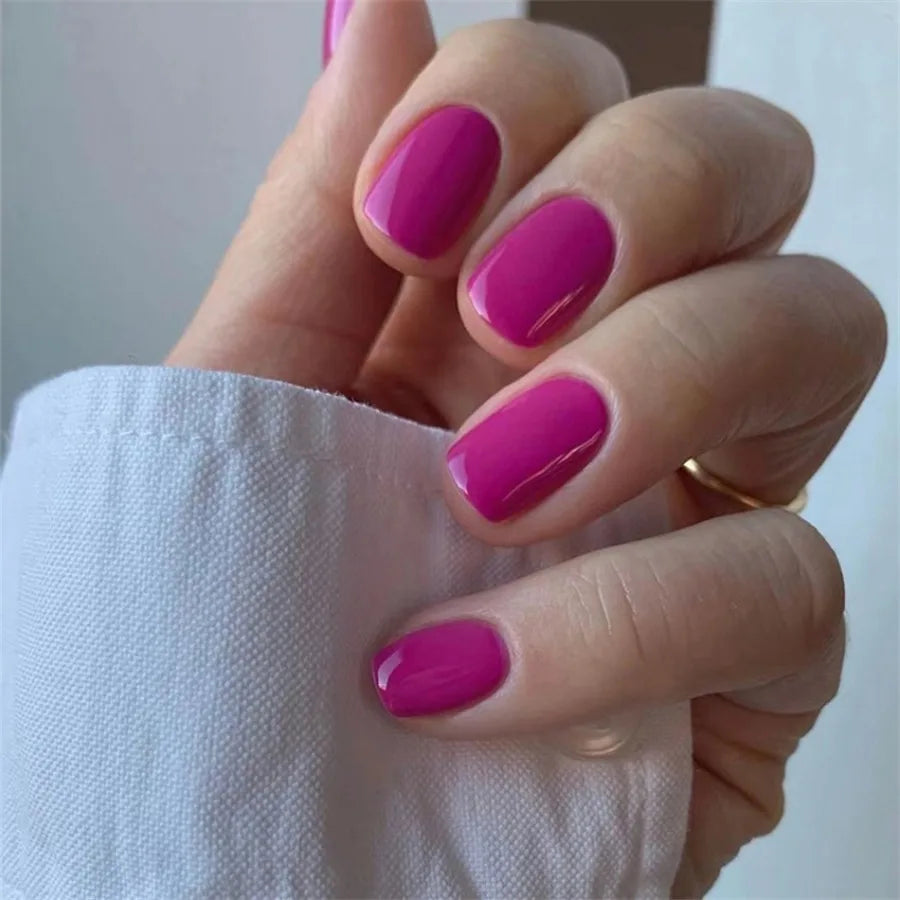 HOEPOOK Press On Nails — Red Glossy Acrylic French Tip Set