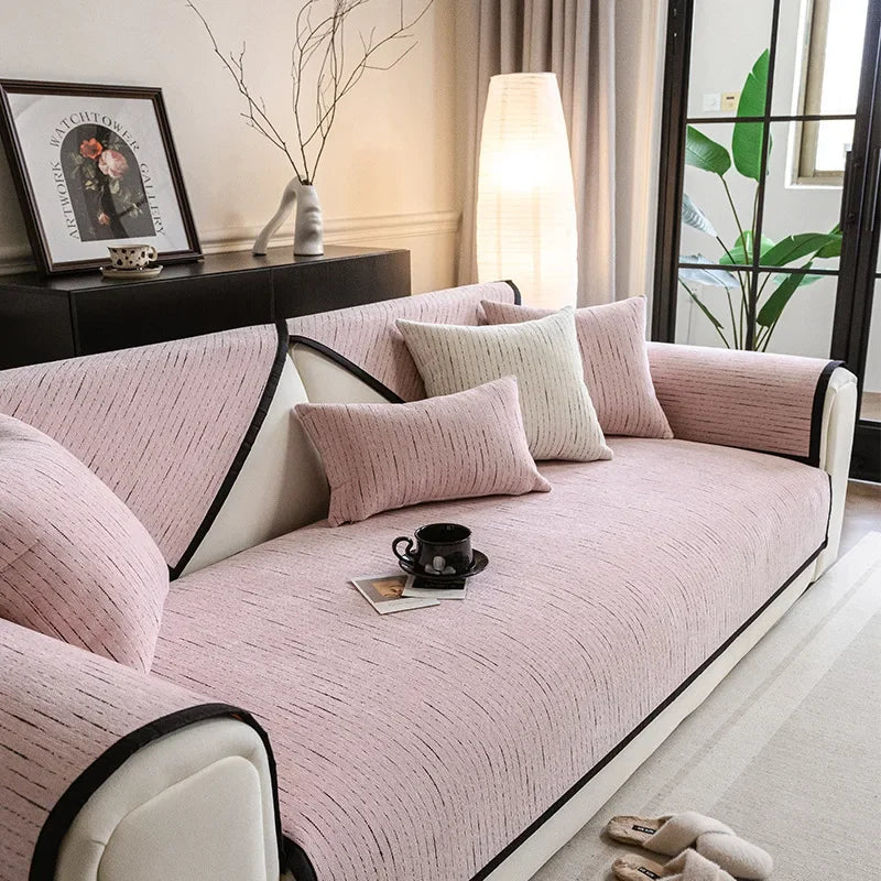 Chenille Sofa Cover Towel — Non-Slip Fabric Protector for Furniture