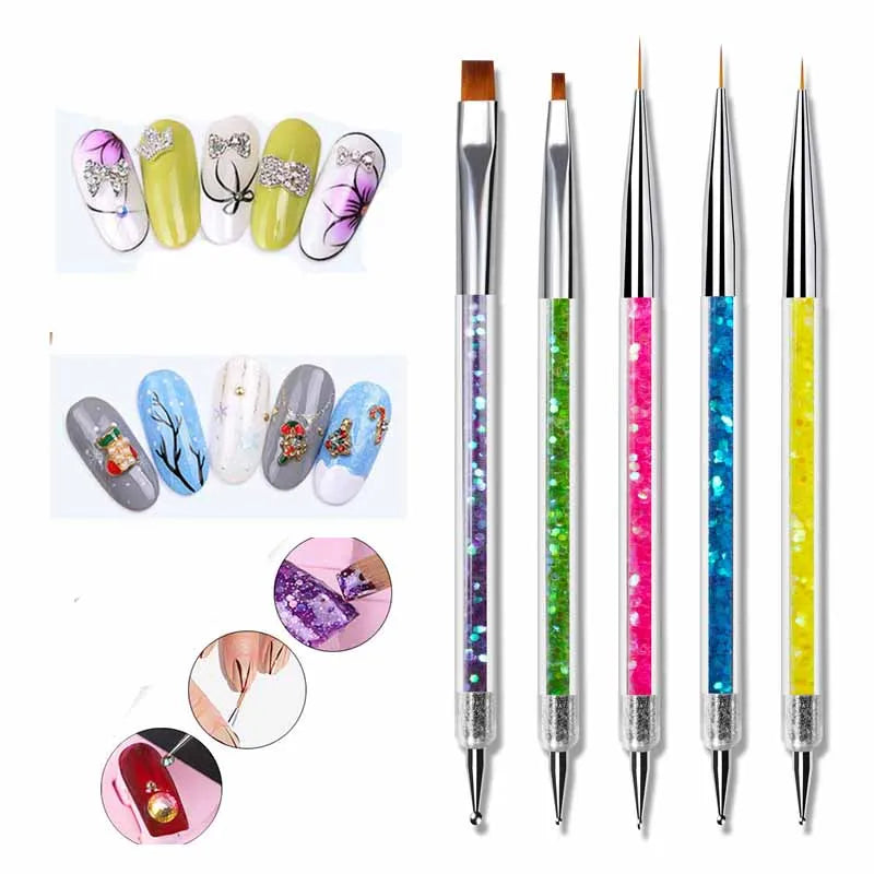 5-Piece Nail Art Tool Set — Dotting Pens and Brushes for Manicure Designs