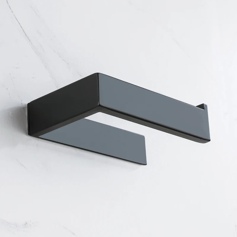 Gaomida Matte Black Toilet Paper Holder — Self-Adhesive Stainless Steel Wall Mount