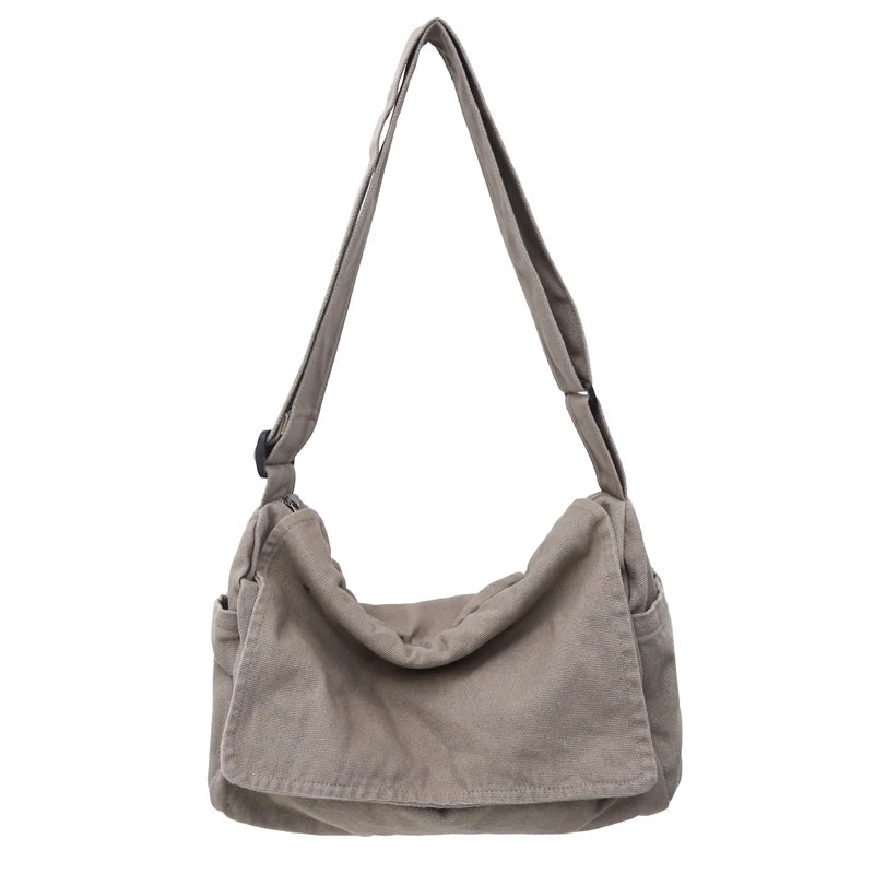 Men's Minimalist Messenger Bag — Large Capacity Canvas Shoulder Bag