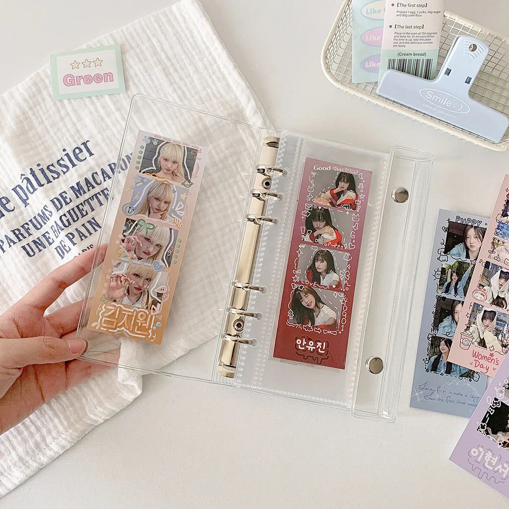 HarPaper Glitter Photo Booth Album — Clear A6 Binder for 2x6 Inch Photo Strips