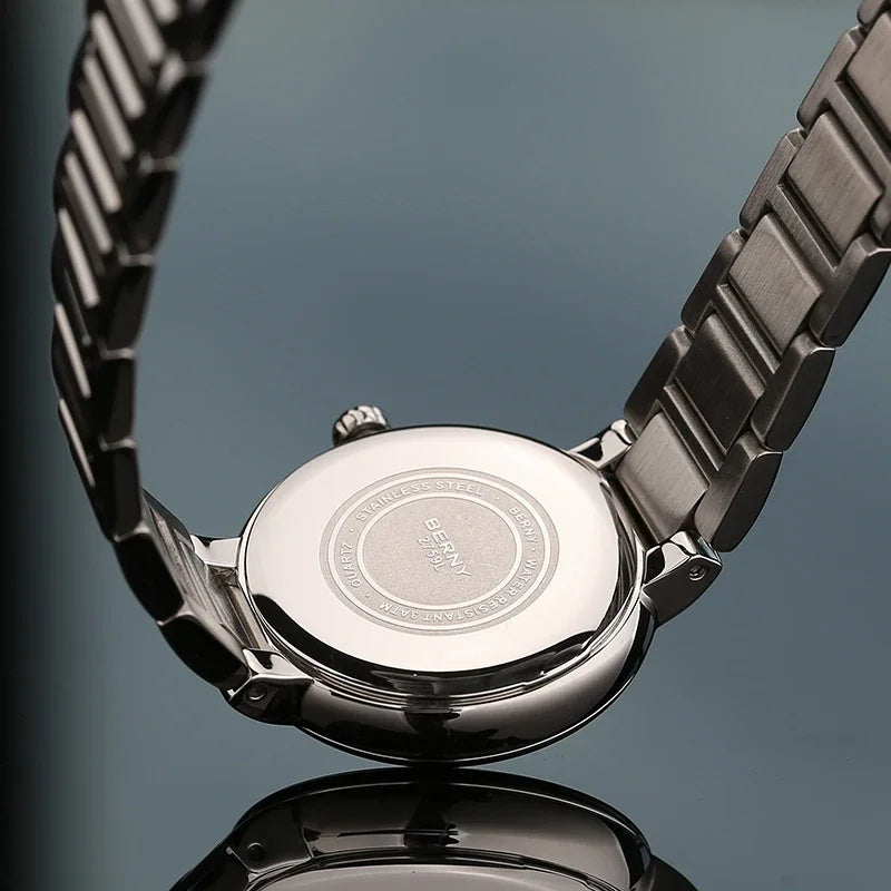 BERNY Women's Fashion Quartz Watch — Diamond Accents & Sapphire Glass
