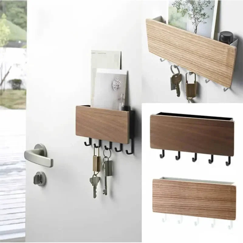 Bamboo Wall Key Hanger — Multi-Hook Organizer for Home Entryways