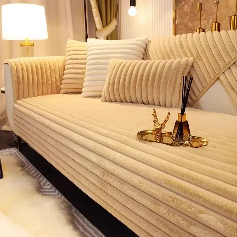 Plush Sofa Mat — Warm Thickened Seat Cushion & Anti-Slip Cover