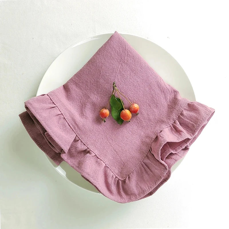 Cotton Ruffle Placemats and Napkins — Elegant Table Decor for Dining