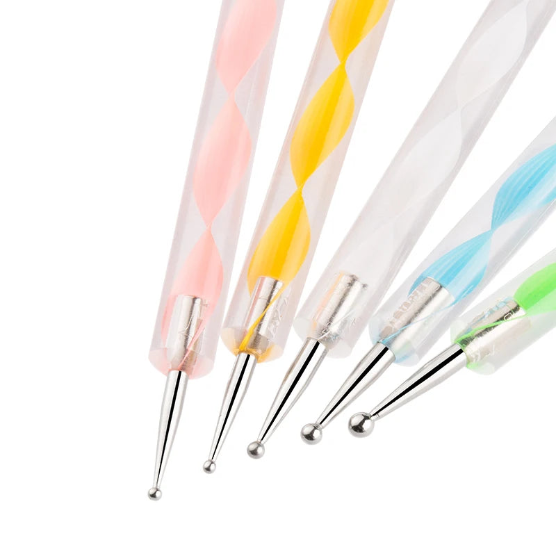 Professional Nail Art Brush Set — Dotting Tools and Design Pens