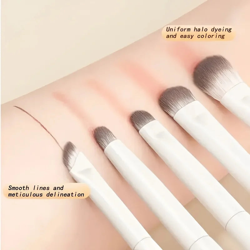 5-Piece Eye Makeup Brush Set — Soft Wool Fiber Brushes for Travel