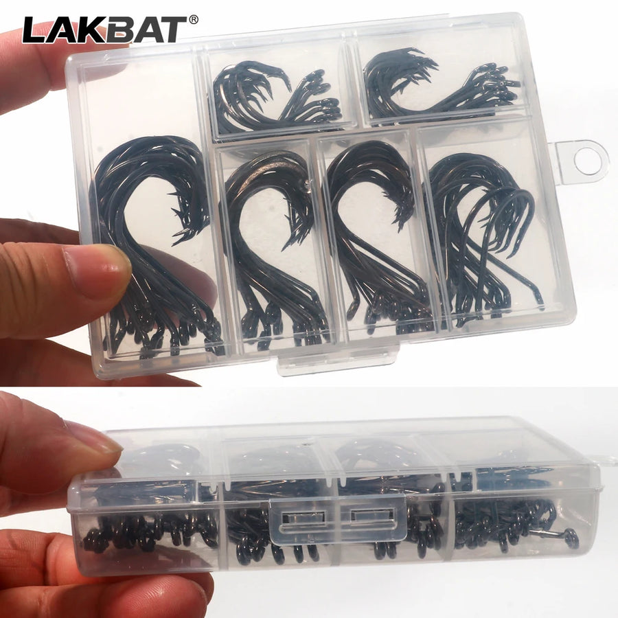 LAKBAT 7385 Inclined Circle Fishing Hooks — High Carbon Steel Barbed Tackle