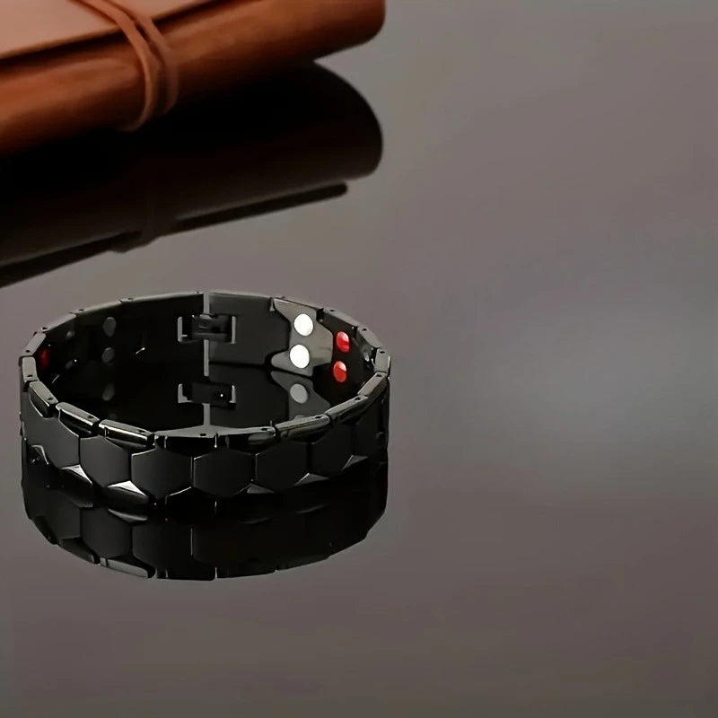 Men's Magnetic Titanium Alloy Bracelet — Detachable Hexagonal Bead Design