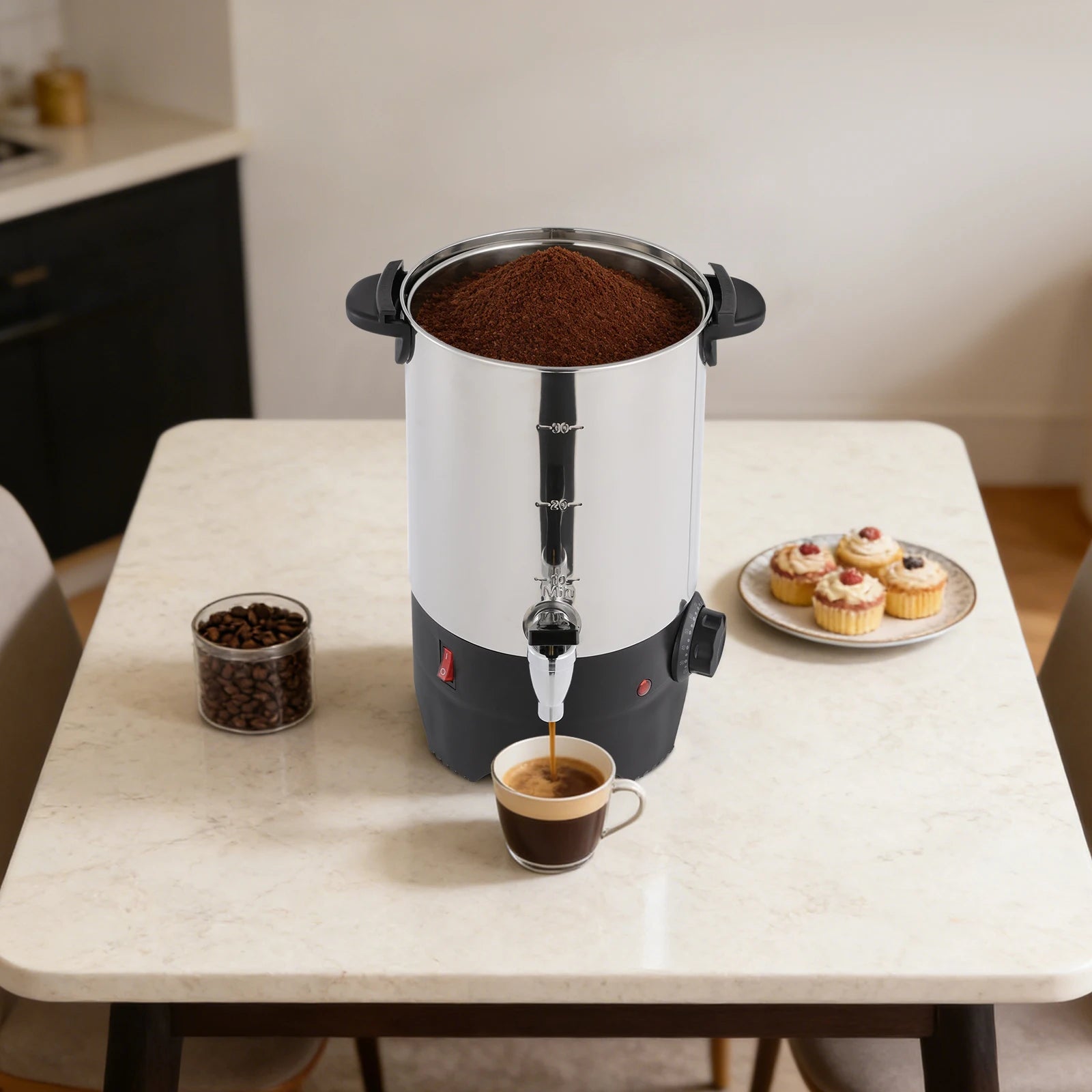Commercial Coffee Urn — 30 Cup Stainless Steel Beverage Dispenser