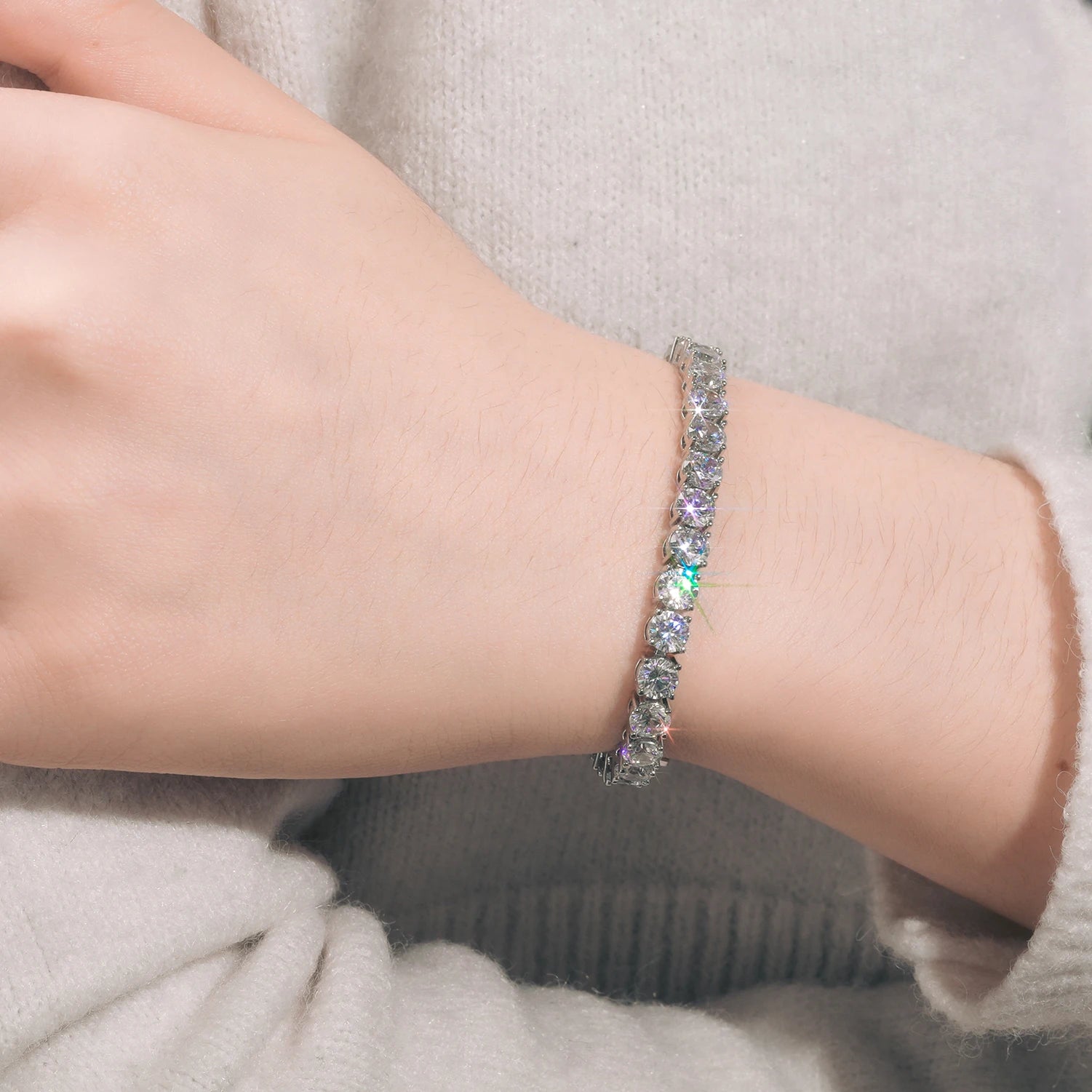 ICEOUTBOX Moissanite Tennis Bracelet — D VVS1 Sterling Silver Jewelry