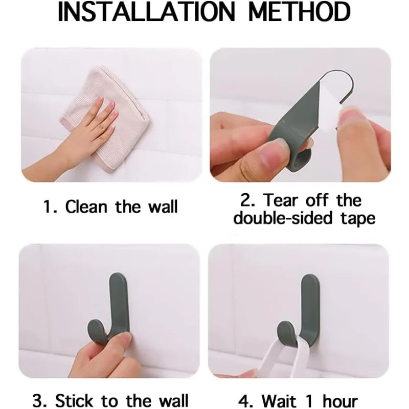 Self-Adhesive Utility Wall Hooks — Multi-Purpose Decorative Key Holder, 6 Pack