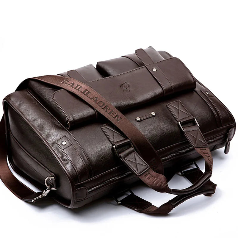 Men's Leather Business Briefcase — Large Capacity Laptop Messenger Bag