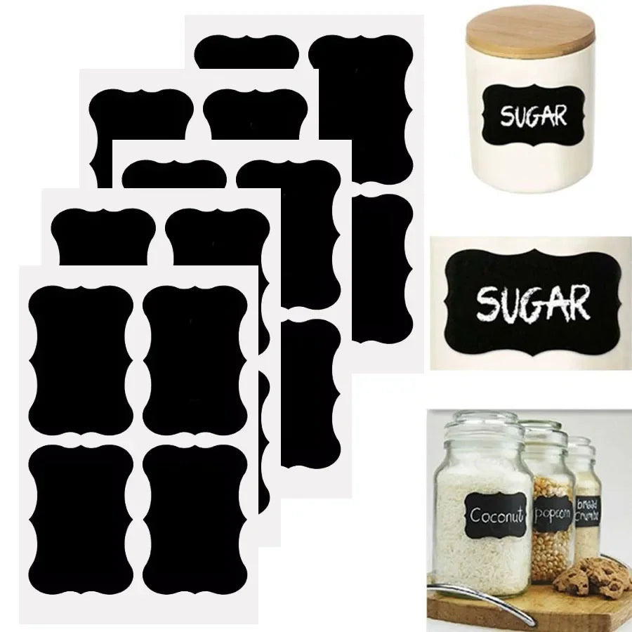 Waterproof Blackboard Stickers — Reusable Pantry & Spice Jar Labels