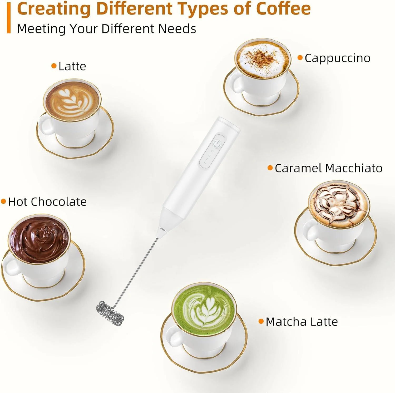 Rechargeable Electric Milk Frother — Automatic Handheld Foam Maker