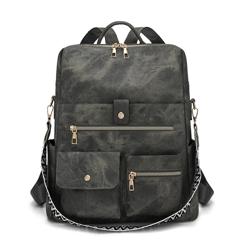 Biutefo Women's PU Leather Backpack — Lightweight Fashion Daypack for Travel