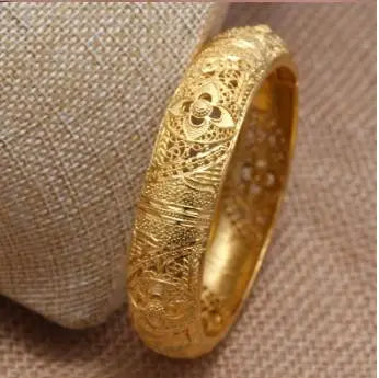 annayoyo Gold Color Bangle Set — Elegant Flower Design Jewelry for Women