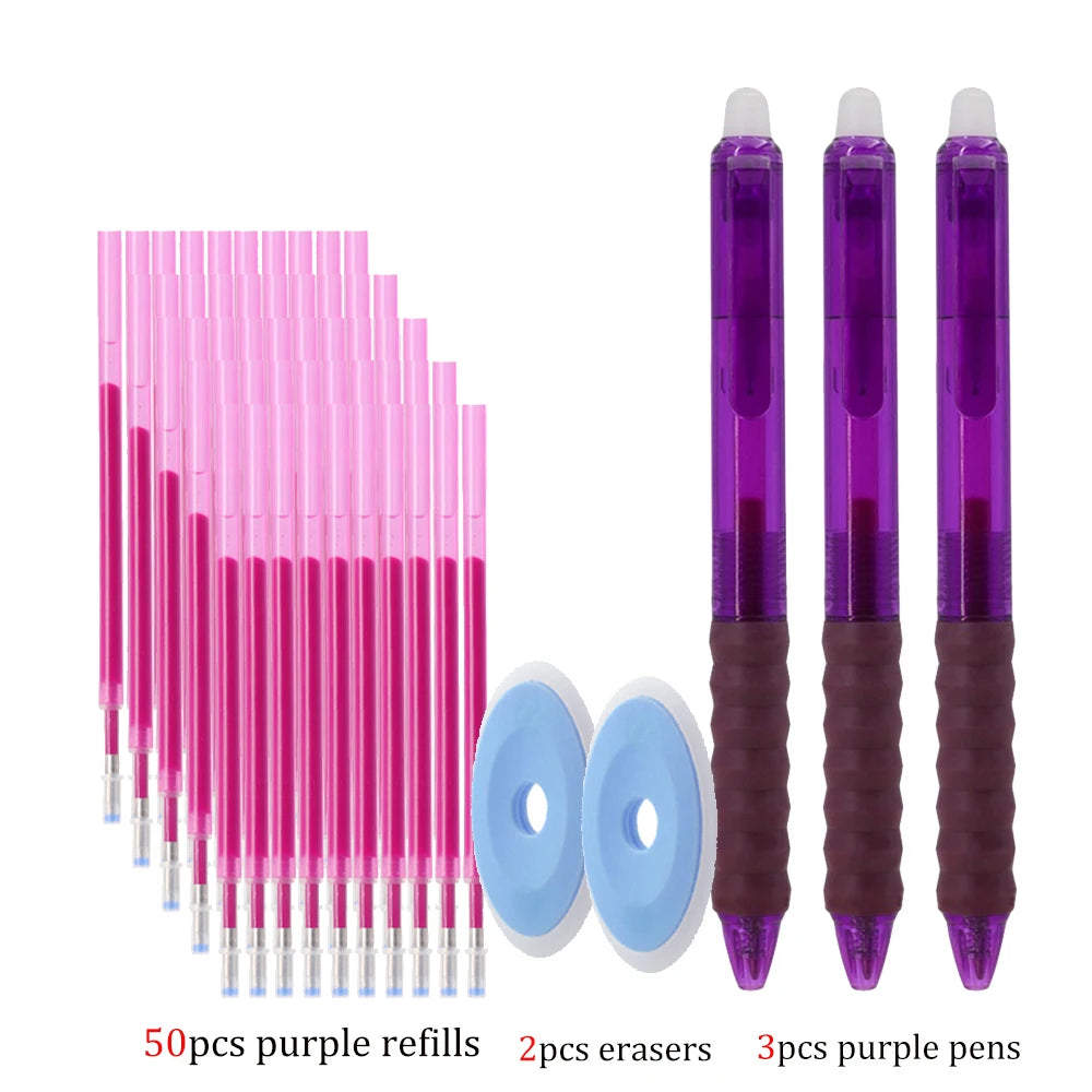 MROOFUL Erasable Gel Pen Set — Smooth Writing with 50 Ink Refills