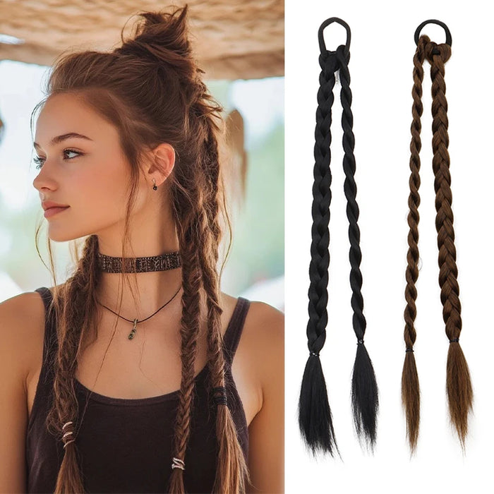Synthetic Long Straight Braided Wig — Stylish Hair Accessory for Women