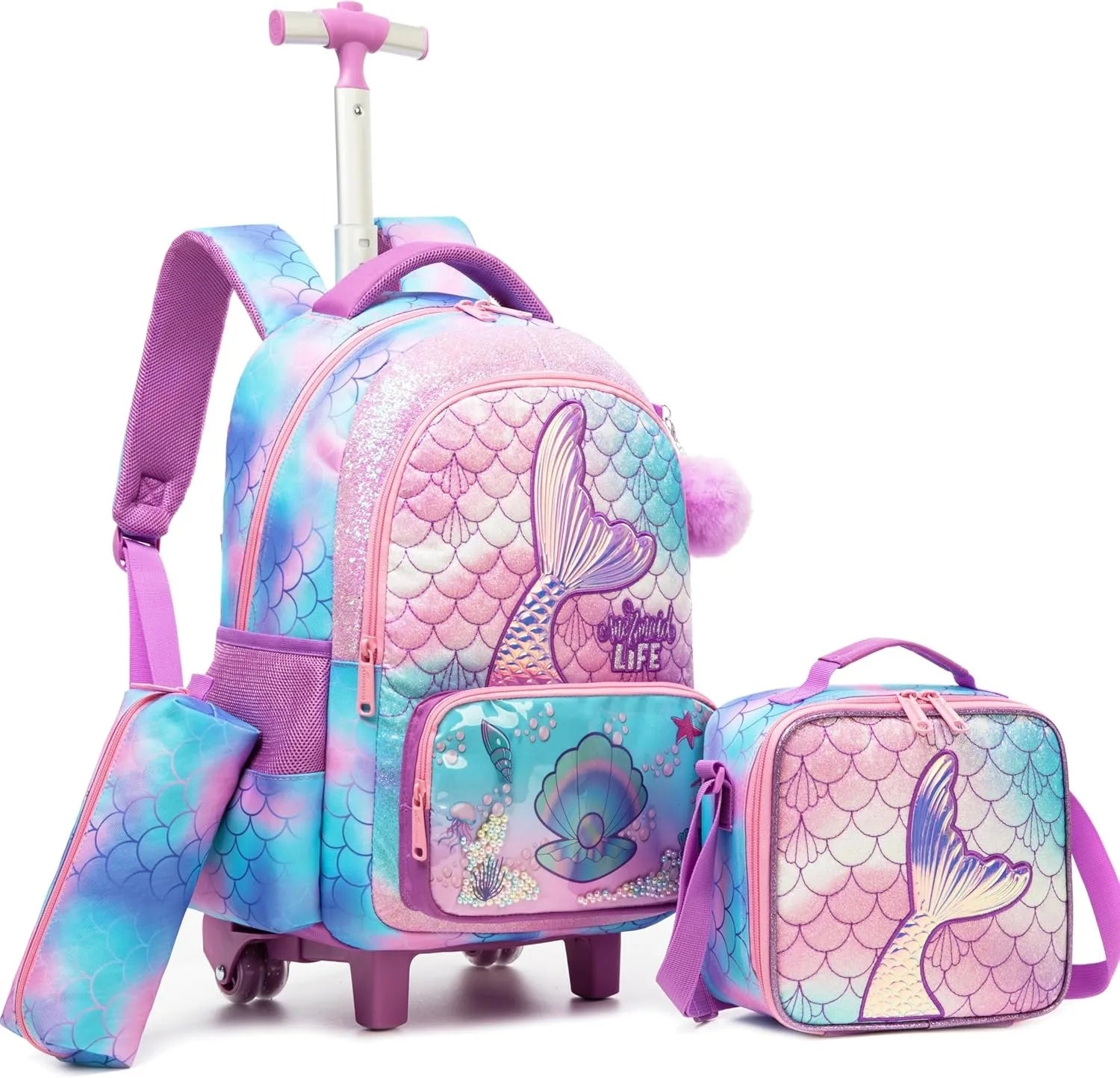 Rolling Backpack for Girls — Cute Animal Print School Bag with Wheels