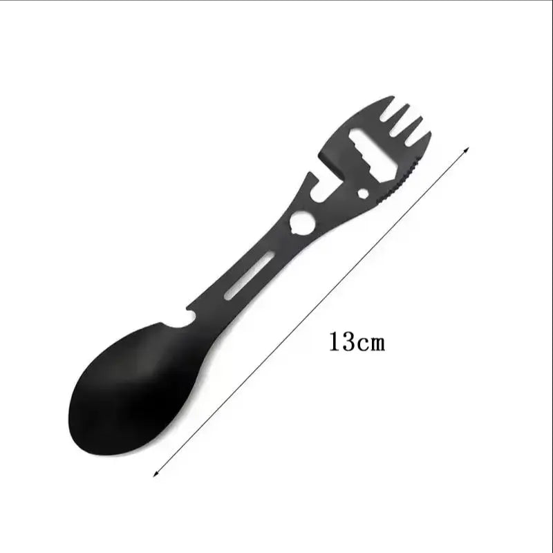 Stainless Steel Camping Utensils Set — 5-in-1 Outdoor Survival Cutlery