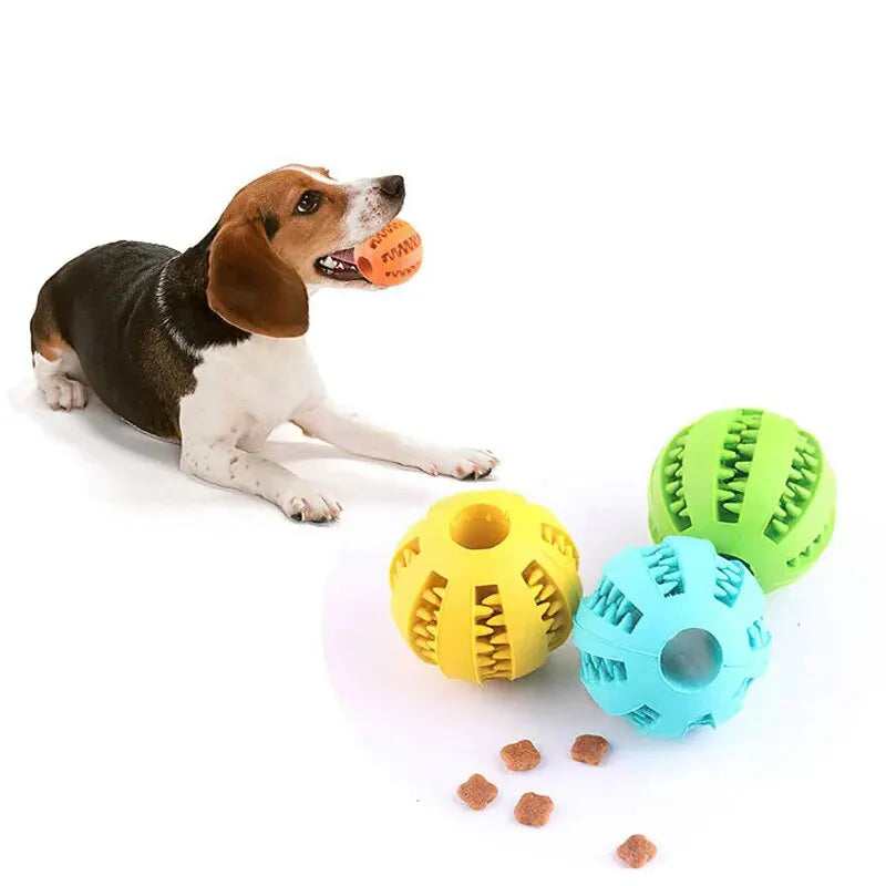 Durable Rubber Pet Toy Ball — Bite Resistant Treat Feeder & Chew Toy