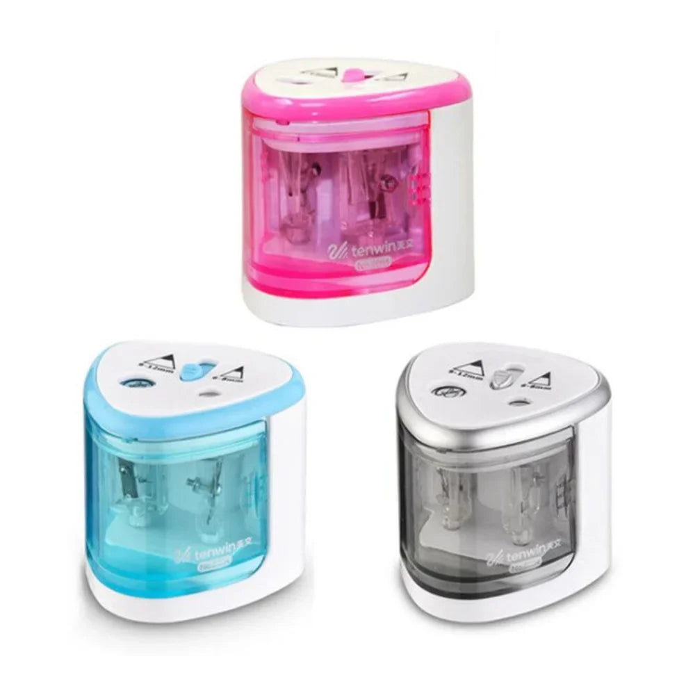STONEGO Electric Pencil Sharpener — Dual Hole Automatic Shaver for School & Art