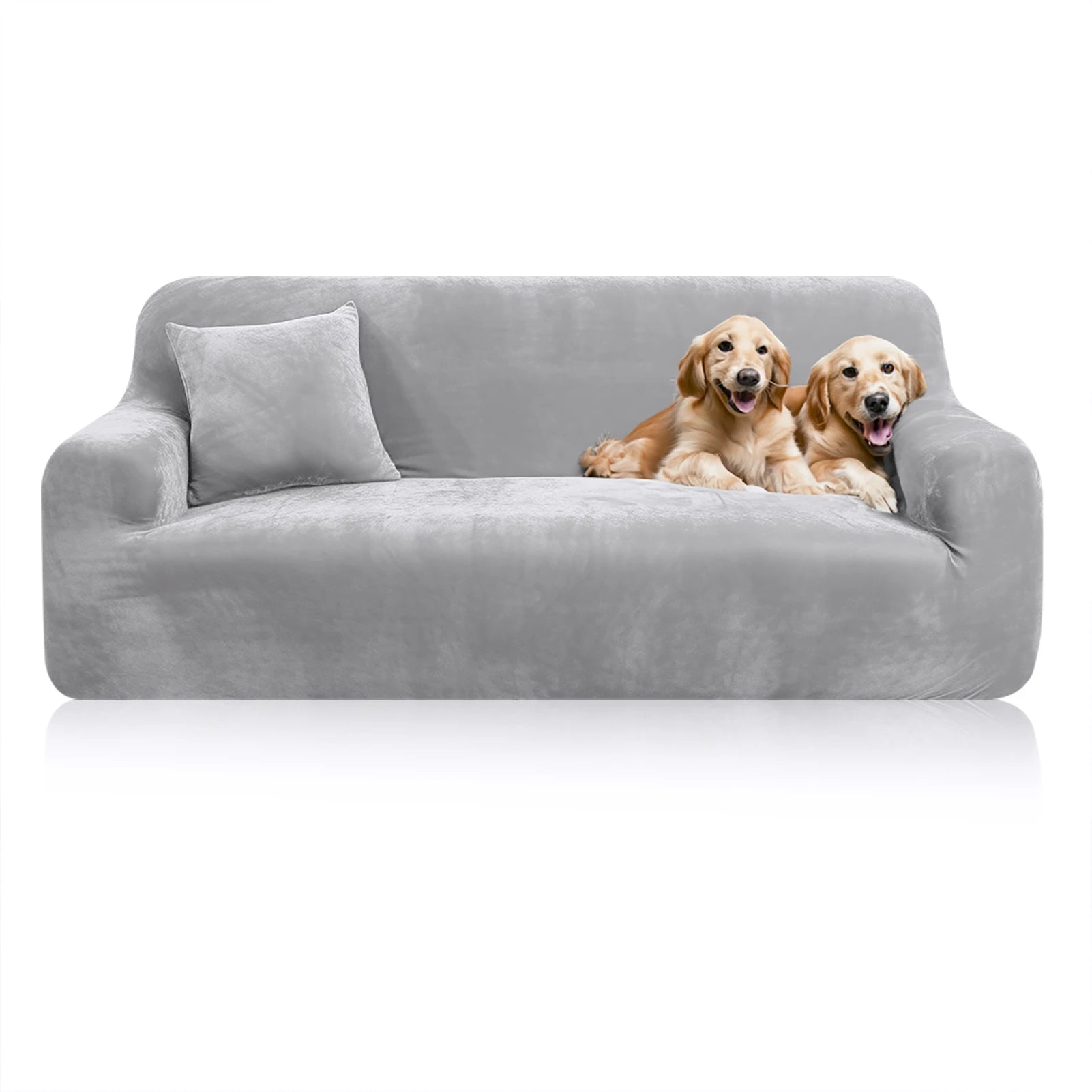 Stretch Velvet Sofa Covers — Soft Furniture Protector with Non-Slip Bottom