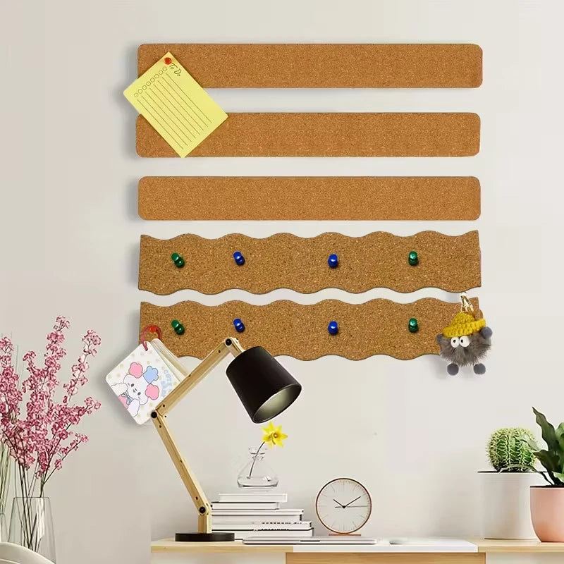 Self-Adhesive Cork Board Strips — Wall Organizer for Photos and Notes