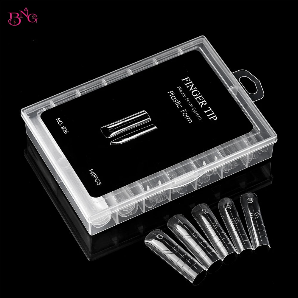 Poly Extension Gel Dual Nail Forms — Square Full Cover Molds, 140 Pieces