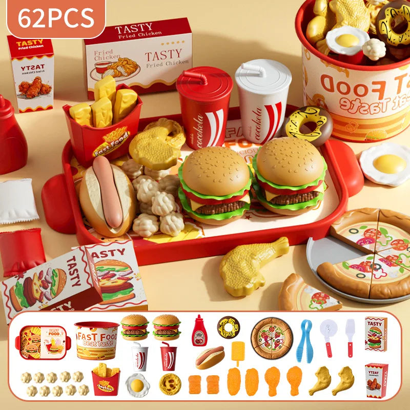 Pretend Play Kitchen Toy Set — Interactive Food Cutting & Cooking Game