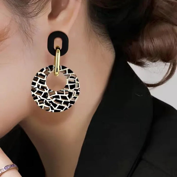 Obega Leopard Print Geometric Earrings — Stylish Acrylic Drop Earrings for Women