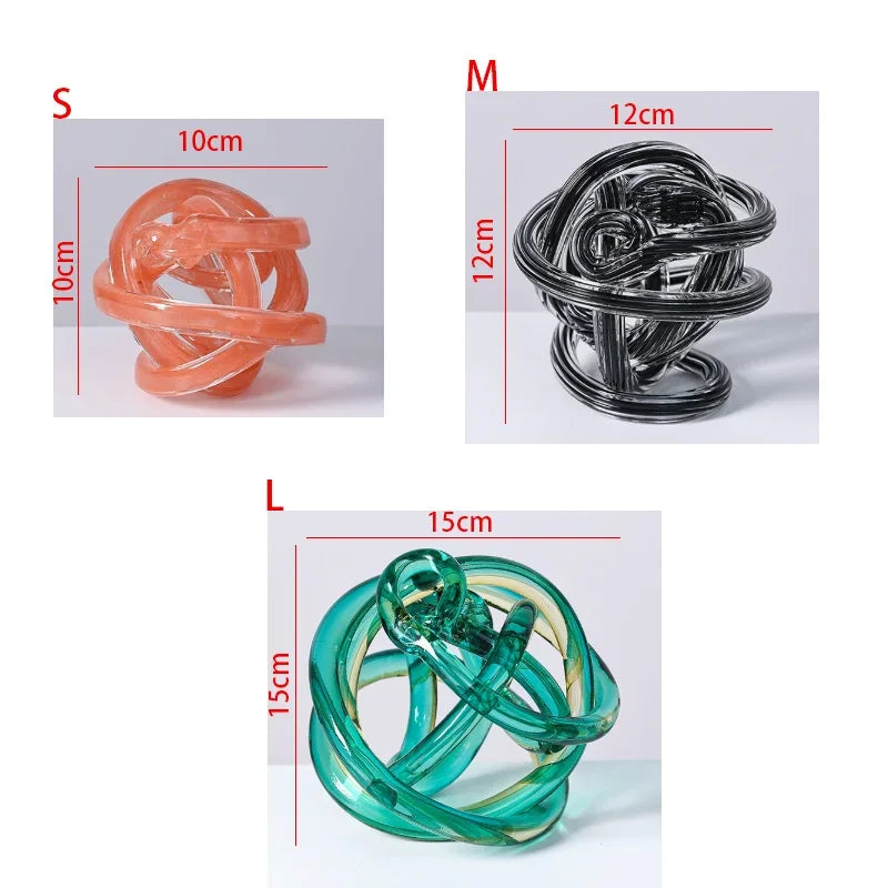 Handmade Glass Knot Figurine — Twisted Ball Decorative Ornament