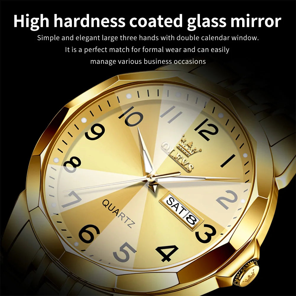 OLEVS 9970 Quartz Wristwatch — Stainless Steel Men's Watch with Date Display