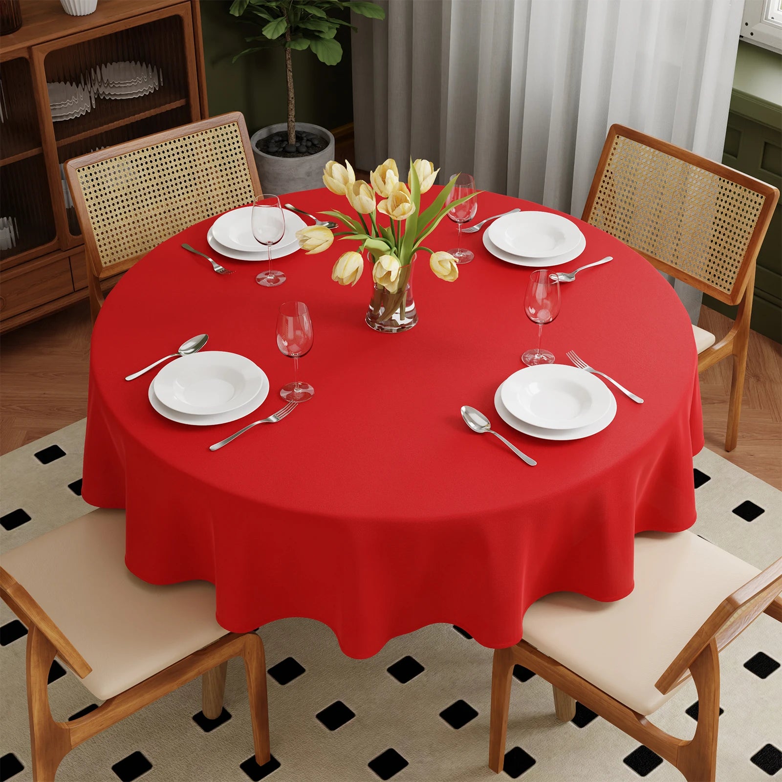 Hptmus Round Tablecloth — Elegant Solid Color Cover for Weddings & Parties