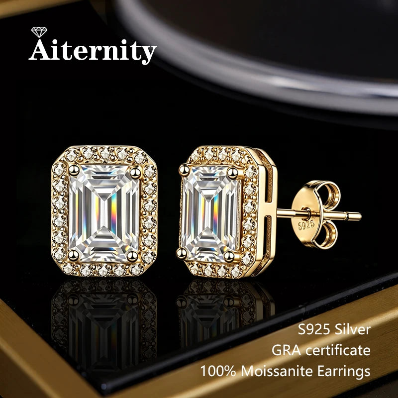 AITERNITY Moissanite Stud Earrings — Elegant S925 Silver Wedding Jewelry