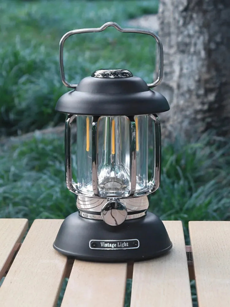 GGBEE Vintage LED Camping Lantern — USB Rechargeable Retro Nightlight
