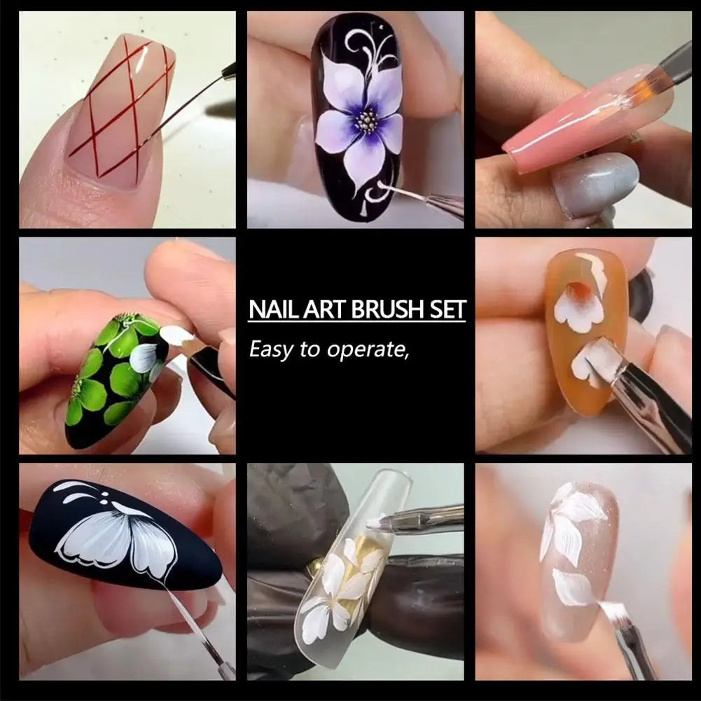 10-Piece Nail Art Brush Set — Precision Tools for Gel Polish and Detailing