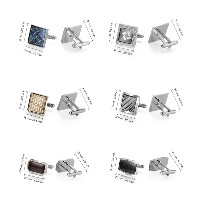 UJOY Luxury Copper Cufflinks — Elegant Round and Square Men's Jewelry Set