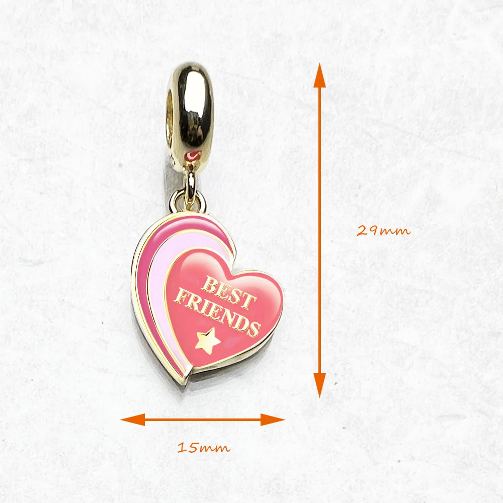 Thaddaeus Best Friend Heart Charm — Gold Plated 925 Sterling Silver Pendant