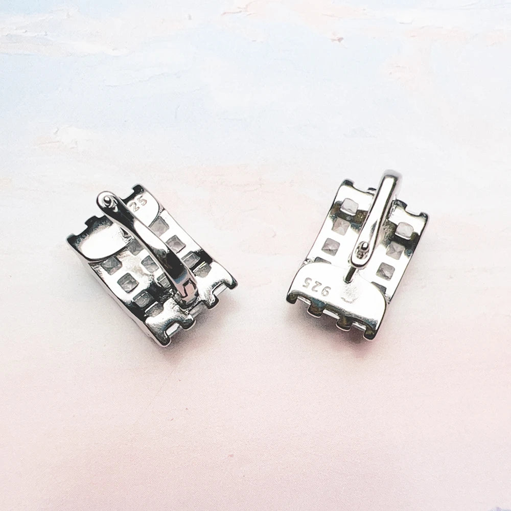 Thaddaeus Zircon Pave Hoop Earrings — Elegant 925 Sterling Silver Jewelry