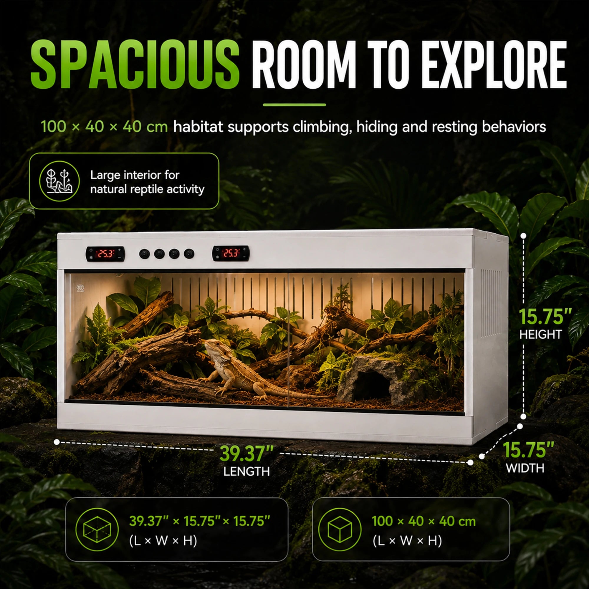 Reptile Terrarium Habitat — Stackable PVC & Tempered Glass Enclosure