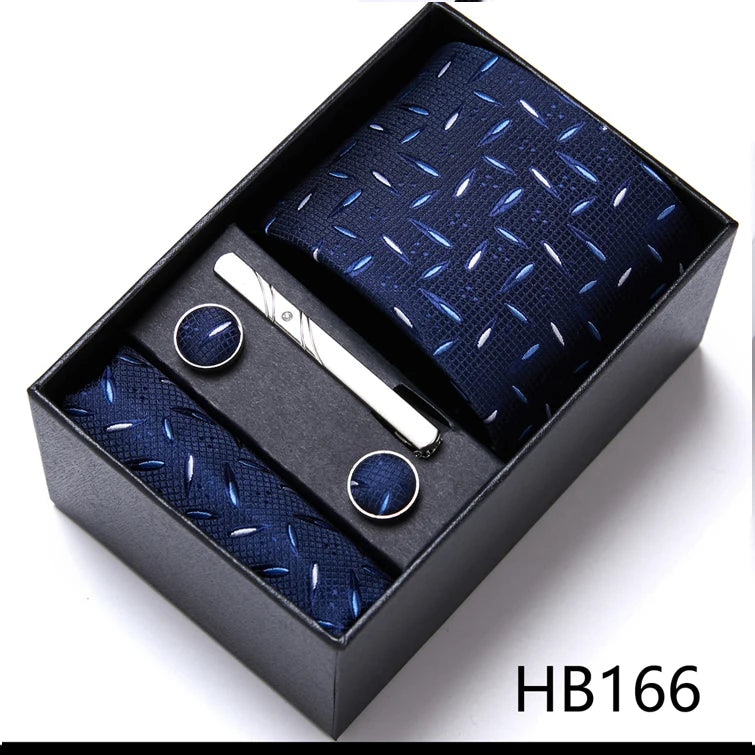 VanGise Men's Necktie Set — Business Tie, Cufflinks, and Pocket Square Kit