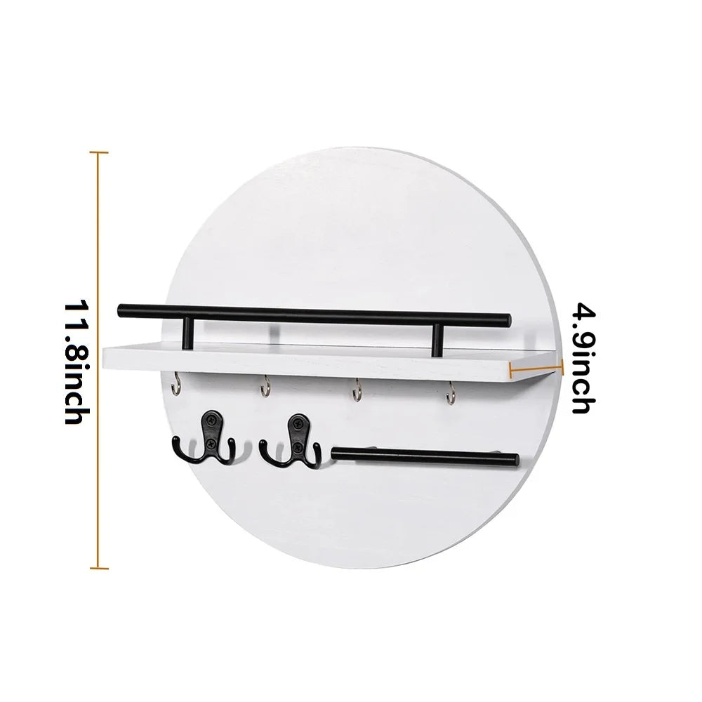 Wooden Wall-Mounted Key Holder — Mail Organizer with Decorative Shelf