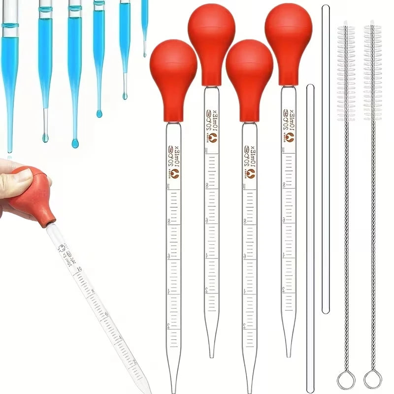 Graduated Glass Pipette Set — Precise Liquid Transfer Tool with Cleaning Brush